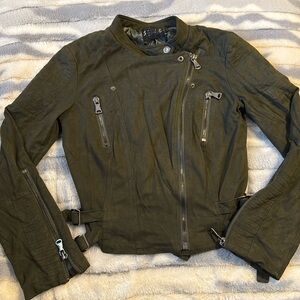 Suede-Like Olive Green Jacket